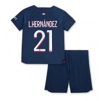 Billiga Paris Saint-Germain Lucas Hernandez #21 Barnkläder Hemma fotbollskläder till baby 2023-24 Kortärmad (+ Korta byxor)